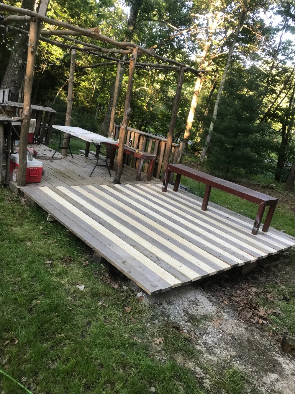 Outdoor platform and deck area during a property project