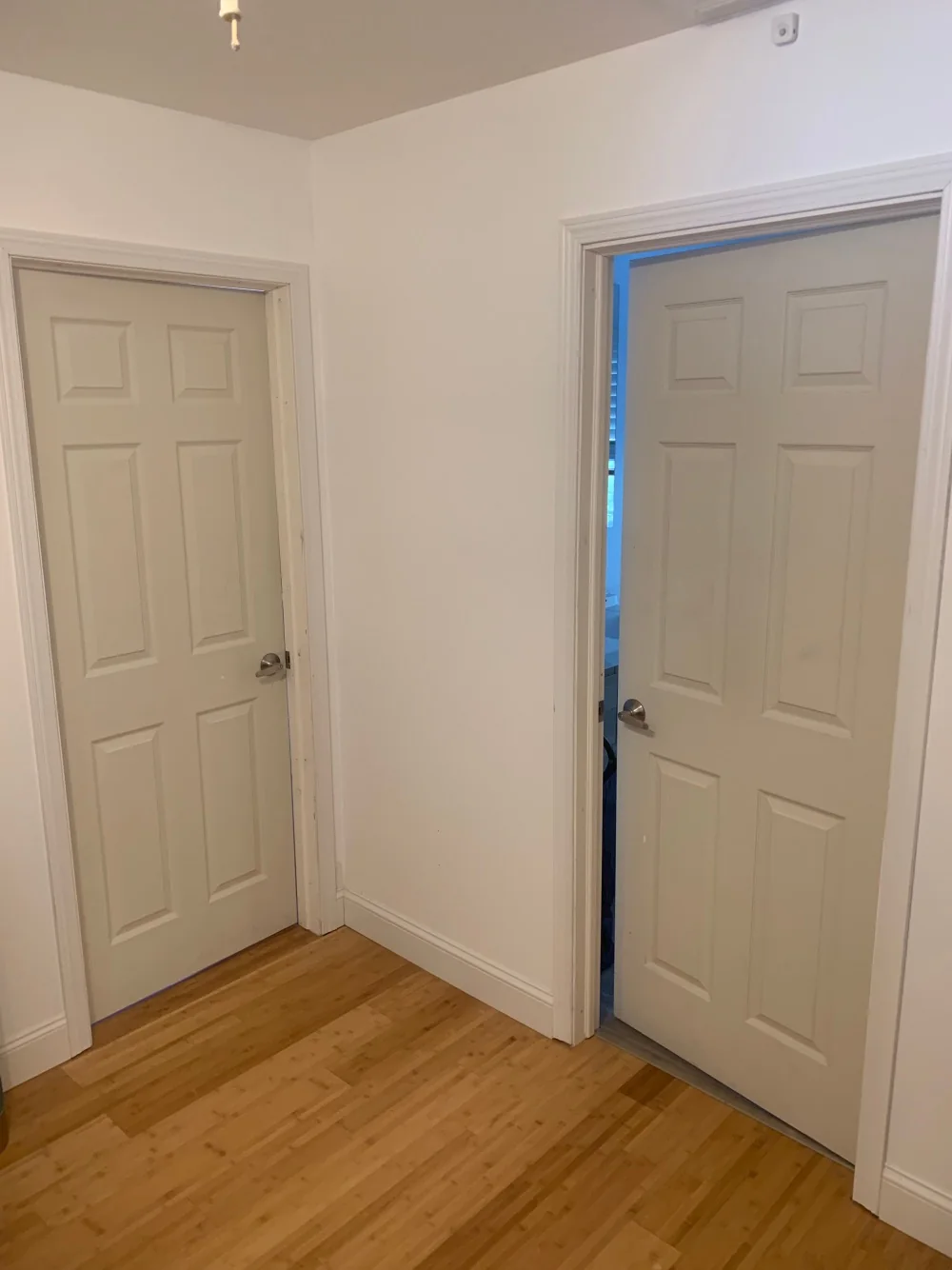 Freshly painted interior walls, doors, and trim